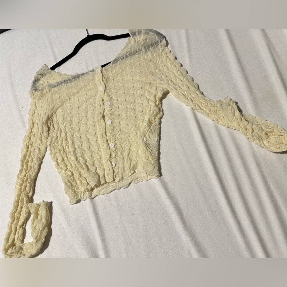 Long sleeve see through crop top/size XL runs small